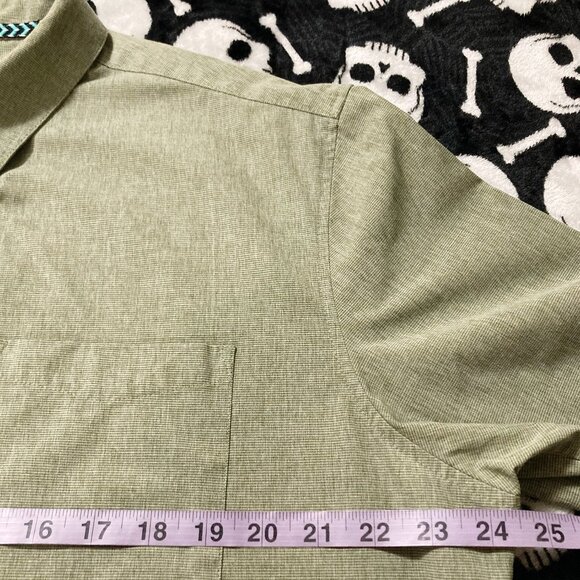 FARWEST Dusty sage green short-sleeve button-down men's shirt ~ XL 1X summer top - Picture 6 of 12
